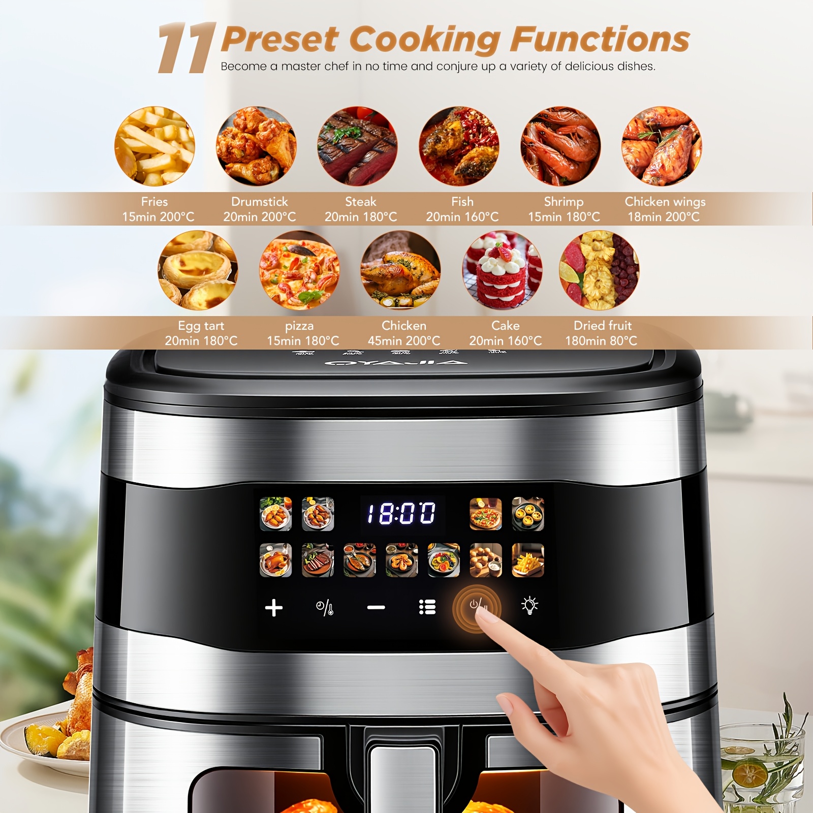 11L XXL Airfryer, 11-in-1 Heteluchtfriteuse Oven