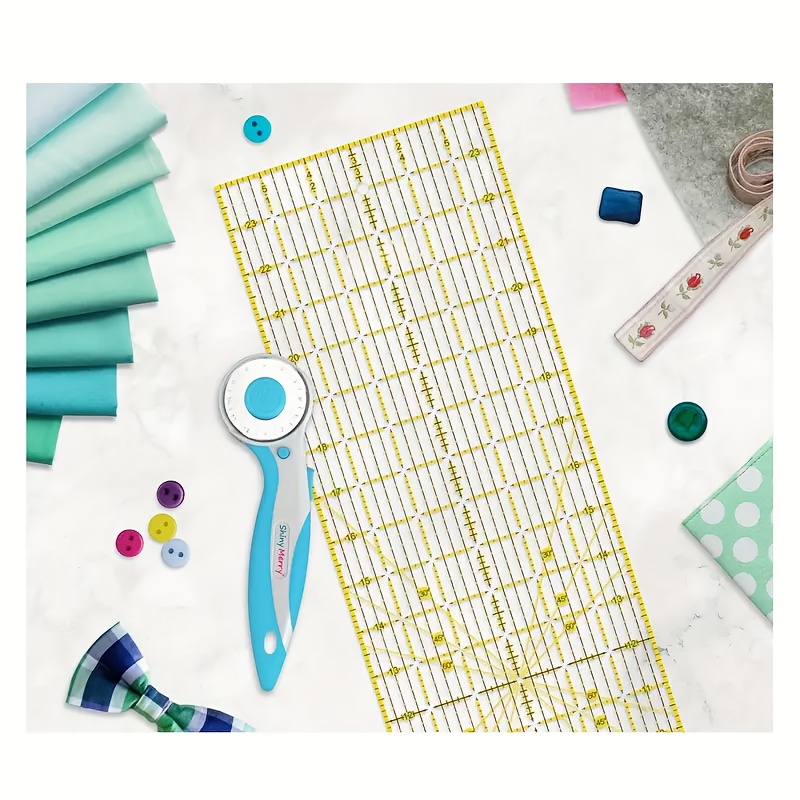 

24" X 6" Rotating Quilting Ruler - Clear Acrylic Sewing Square With Non-slip Base & Hanging Hole Measuring And Cutting - Ideal For Quilting & Crafting, White, Patchwork, Sewing Tool