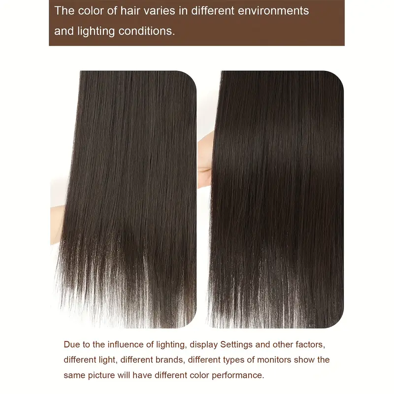 clip-in hair extensions v-shaped brown 60.96 cm long straight hair heat resistant fiber synthetic hairpiece for women girls use details 3