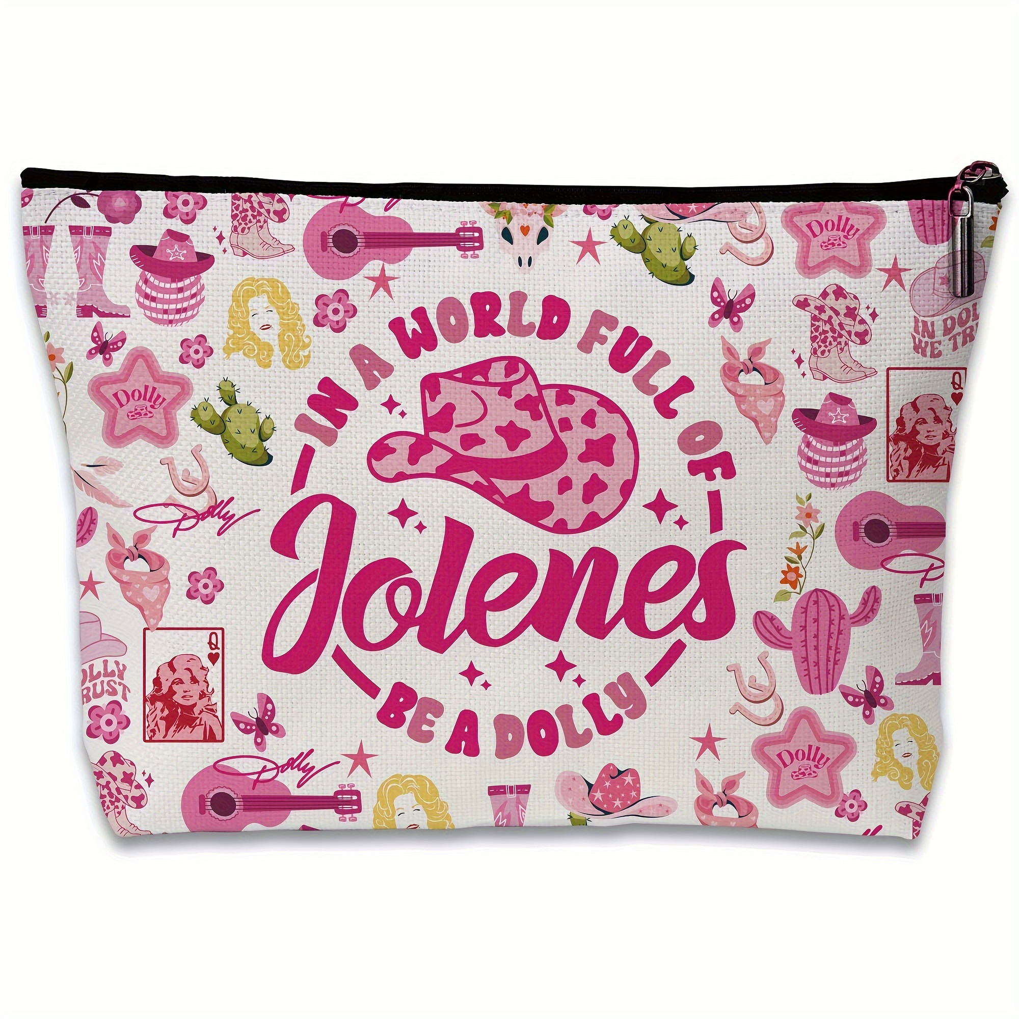 

1pc 's Theme Linen Bag, Silky Lined Country Makeup Pouch, "in A World Full Of Jolenes Be A " Design, Gift For Women