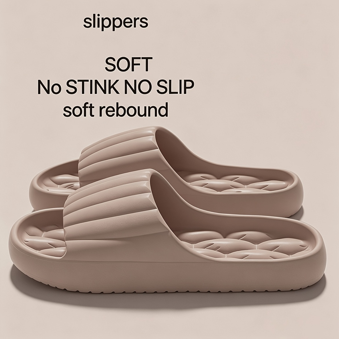 TEMU Fashionable And Eva Men's And Women's Summer Slippers, Non-slip, Casual Slippers With Ribbed Pumpkin Texture - Perfect For Indoor/outdoor Use,