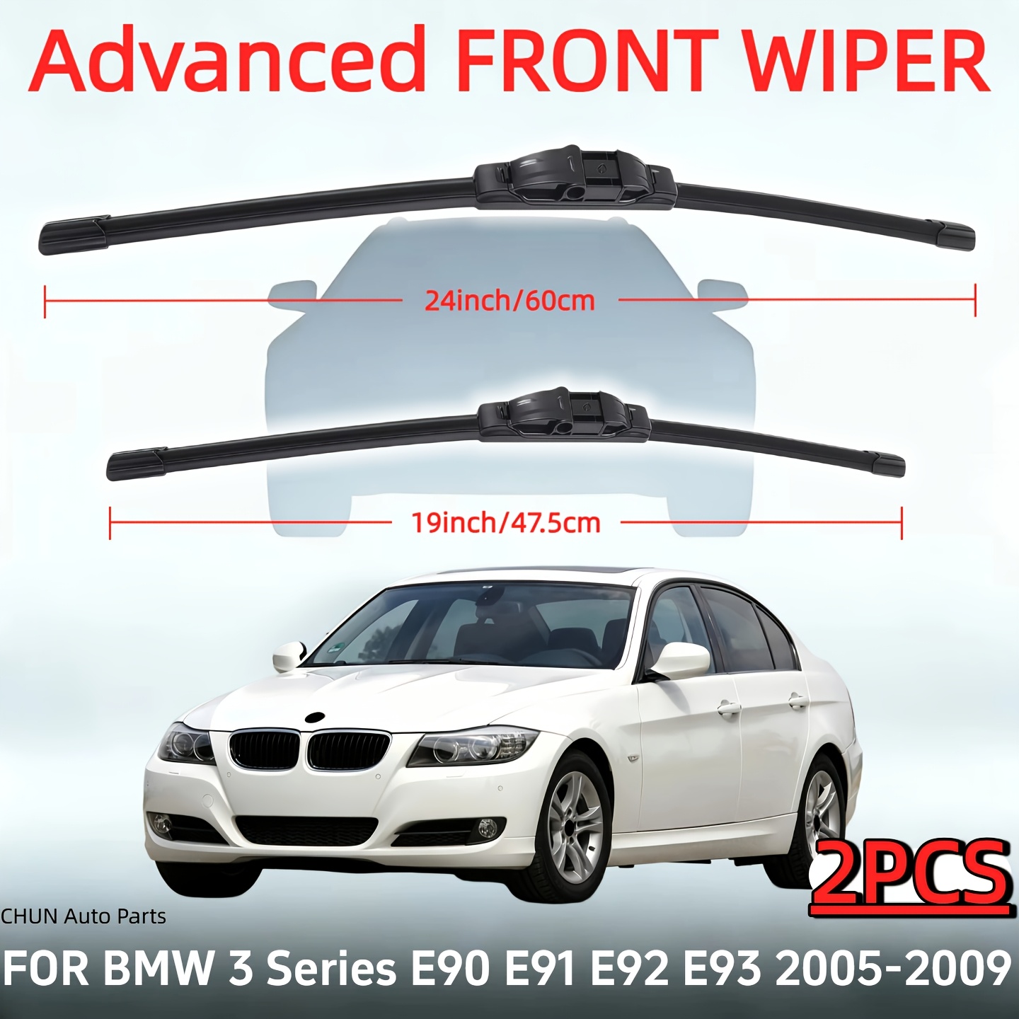TEMU Suitable For E90 E91 E92 E93 2005 2006 2007 2008 2009 Windshield Wiper Blades Replacement - 24-inch   19-inch - Premium Front And Rear Wiper