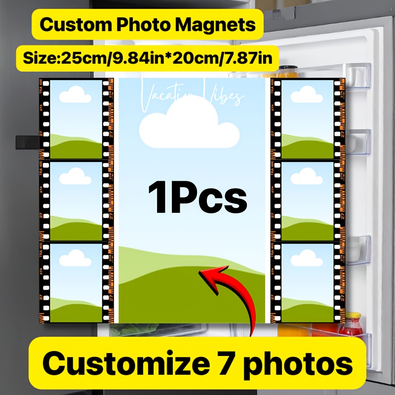 TEMU Custom Photo Magnet - 20x25cm Personalized Vintage Photo Booth Style Magnetic Frame, Creative Life Memory Recording, Suitable For Kitchen