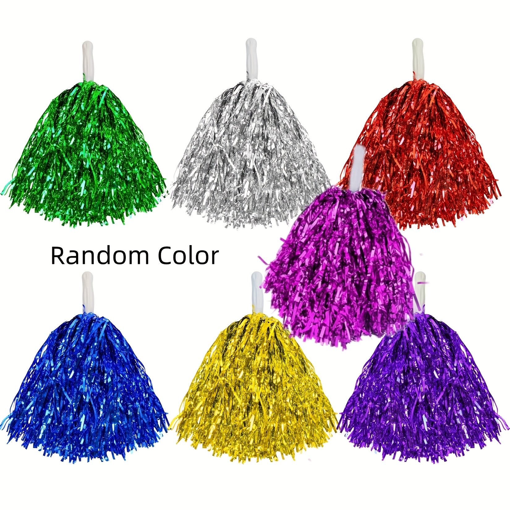 12 Pcs Random Color Cheerleading Squad Fun Poms Pompoms Cheer Costume Accessory For Party Dance Sports