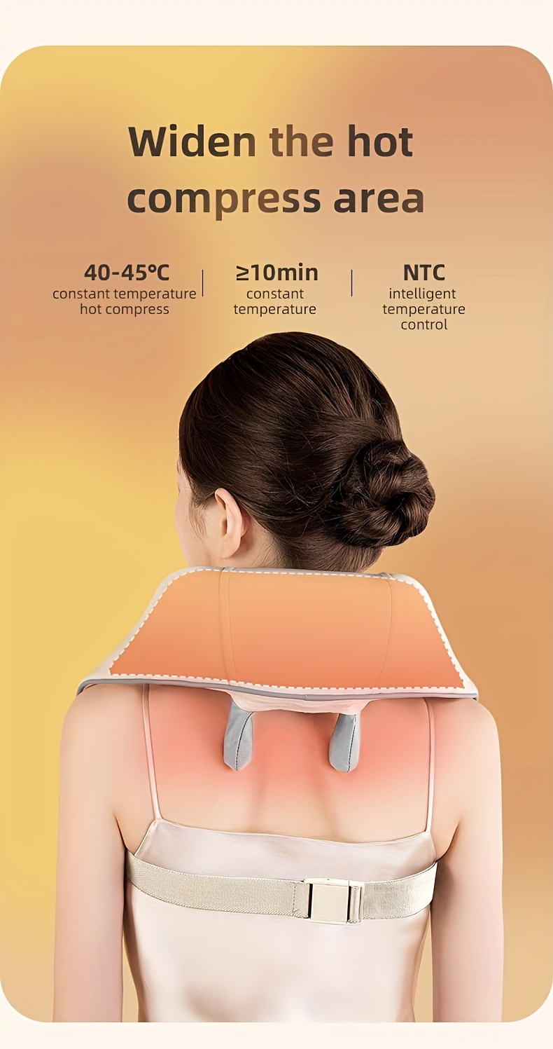 1pc shiatsu electric massager with heat usb rechargeable acupressure neck and shoulder deep kneading machine unscented plastic portable for whole ideal gift for parents elders fathers day mothers day christmas present details 3