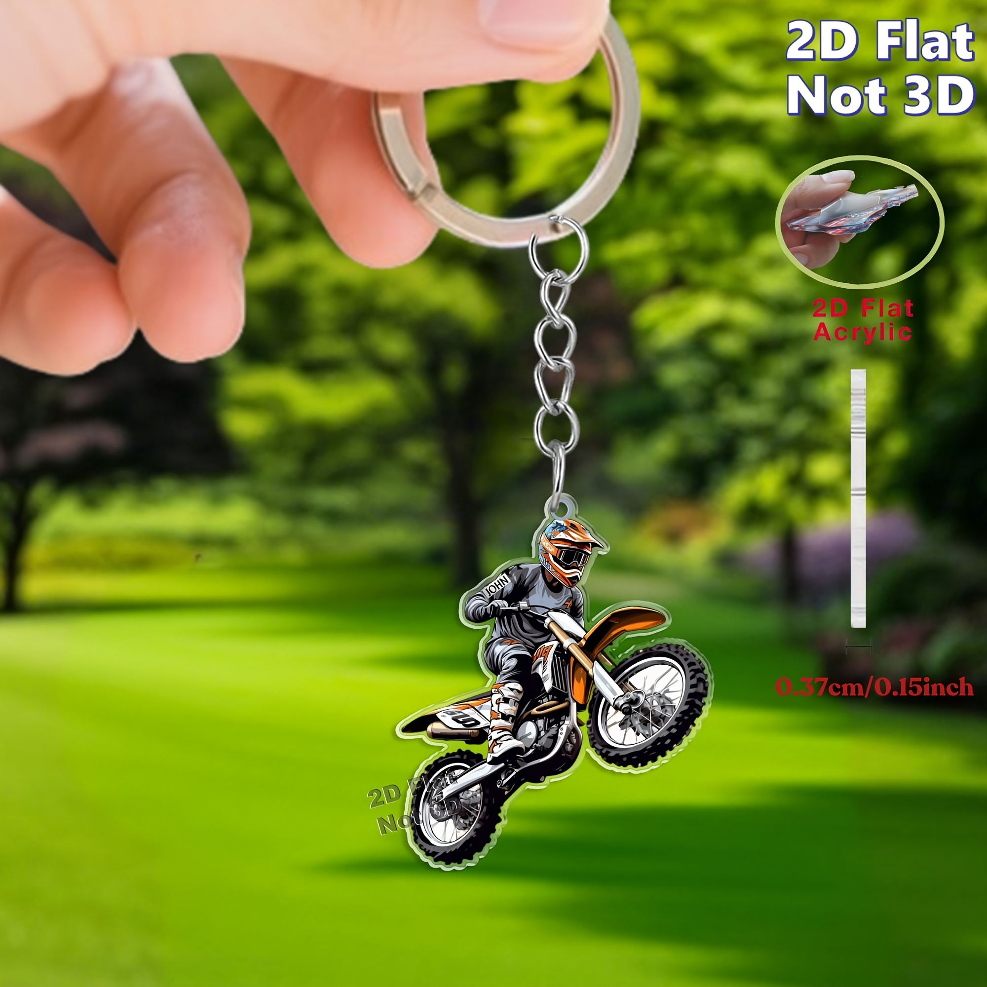 TEMU Portachiavi in acrilico a tema moto dirtbike 2D piatto, 1 pz/4 pz, per la decorazione di zaini e chiavi dell'auto, decorazione per feste, regalo