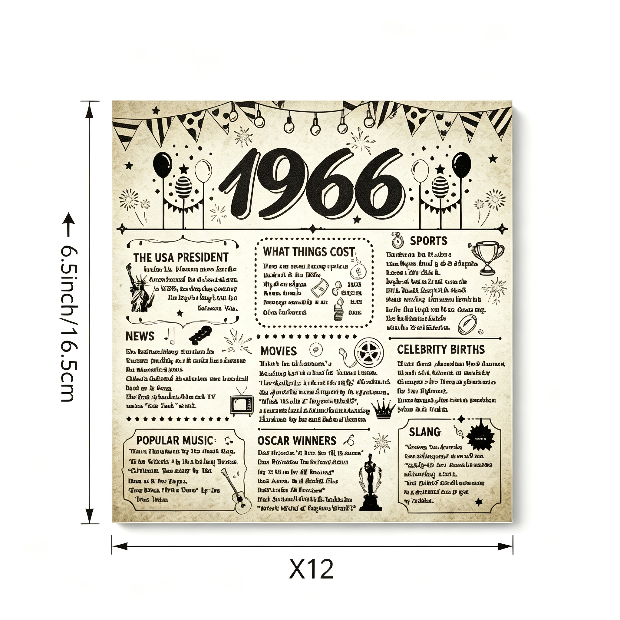 Image of A Set Of 24pcs, Newspaper Style 60th Birthday Themed Party Disposable Paper Napkins Without Lamination For School For Halloween、christmas