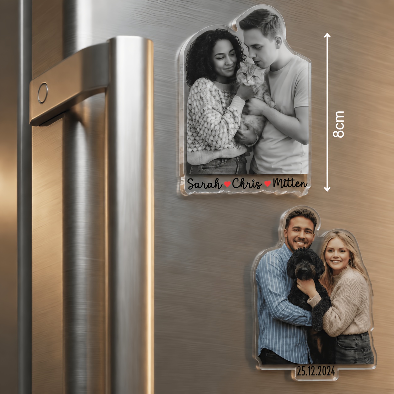TEMU 2d Flat, 1pc Personalized Photo Magnet Suitable For Fridge - Picture Magnetic Sticker With Transparent Acrylic Frame & Magnetic Base, Magnetic