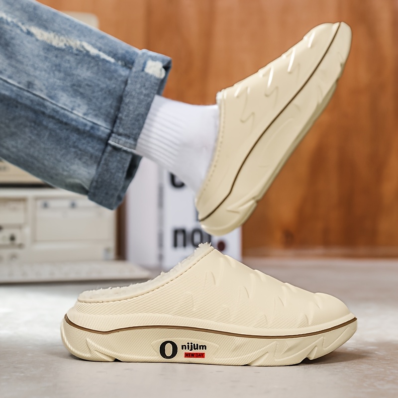 Chaussons d'hiver en peluche robustes pour hommes et femmes avec semelle de haute qualité et semelle épaisse - Tout-terrain intérieur/extérieur, antidérapants - Conçus pour la neige et la glace - Bottines chaudes unisexes