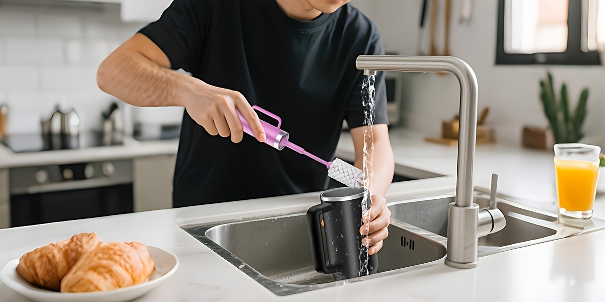 electric cleaning brush for mugs cup brush 2 cleaning power levels waterproof built in rechargeable battery standard straw brush type c charging cable wall mounted for drying cleaning tool kitchen accessory mug cleaning brush Product details 5