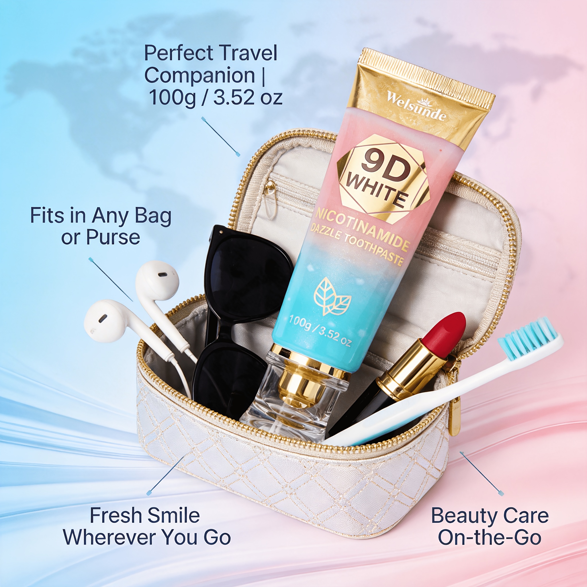 Buy 2 Toothpaste Get 1 Toothpaste Squeezer, 9D White Niacinamide Mint & Peach Flavor