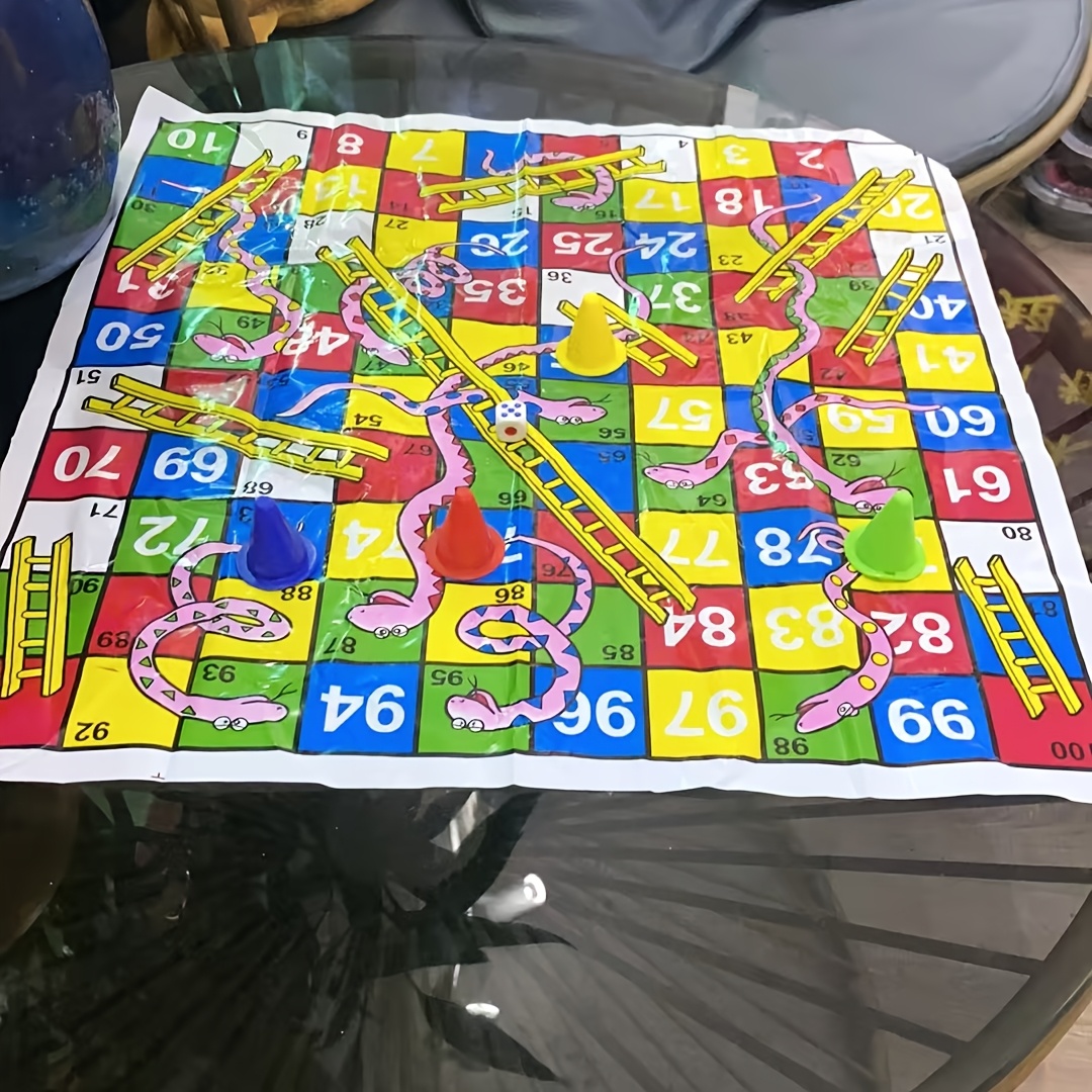 6pcs Innovative Fun Snake and Ladder Chess Family Board Game Set - Enhances Decision-Making Skills, Plastic Material with Colorful Boards Featuring Snakes and Ladders, Strategic Board Games | Durable Plastic