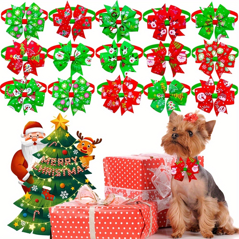 

10pcs Christmas Pet Bows And , Detachable Shaped , , , For Pet Grooming And Decoration