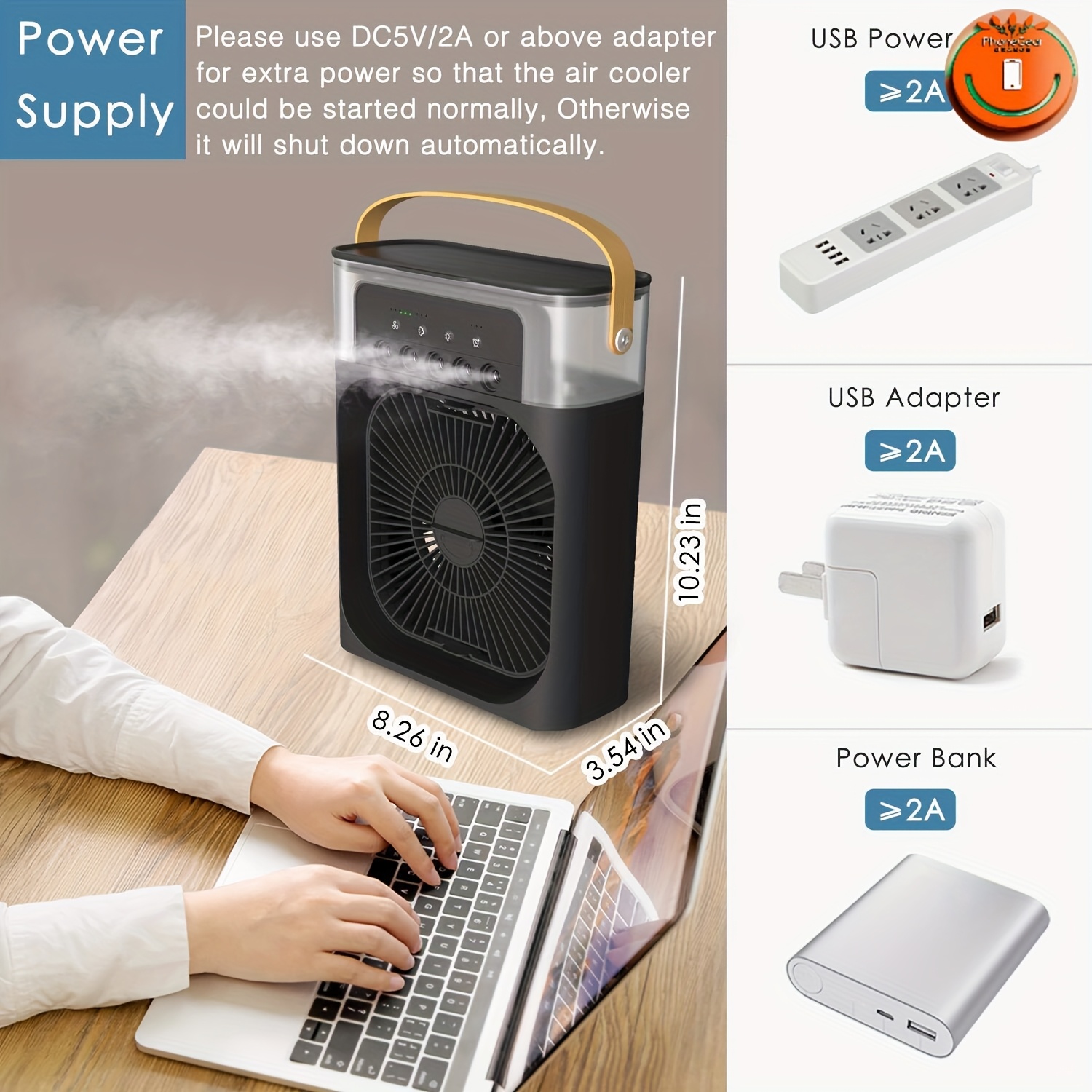 multifunctional high   wind cooling fan size 16 2cm x 7 7cm   2cm this fan is   home office outdoor use and more with its powerful airflow and   it offers multiple wind speed settings to   choose   size according to your needs providing a cooling experience portable design with carrying handle for   details 2