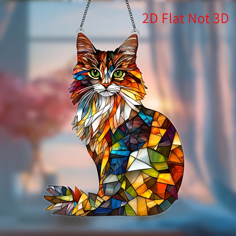 

1pc Colorful Acrylic Cat Suncatcher, 6.2x8 Inch Animal-themed Wall Decor, Creative Birthday Gift For , Farmhouse, Garden, Kitchen Decor, Plastic Material