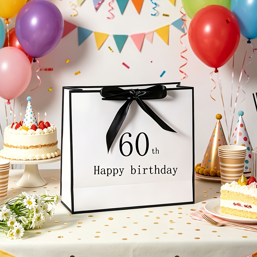 TEMU Regalo /Lui 1 pz Sacchetto Regalo 60簞 Compleanno, Design Pieghevole Largo, Manici Robusti Riutilizzabili, per Compleanni, Natale, Altre ,