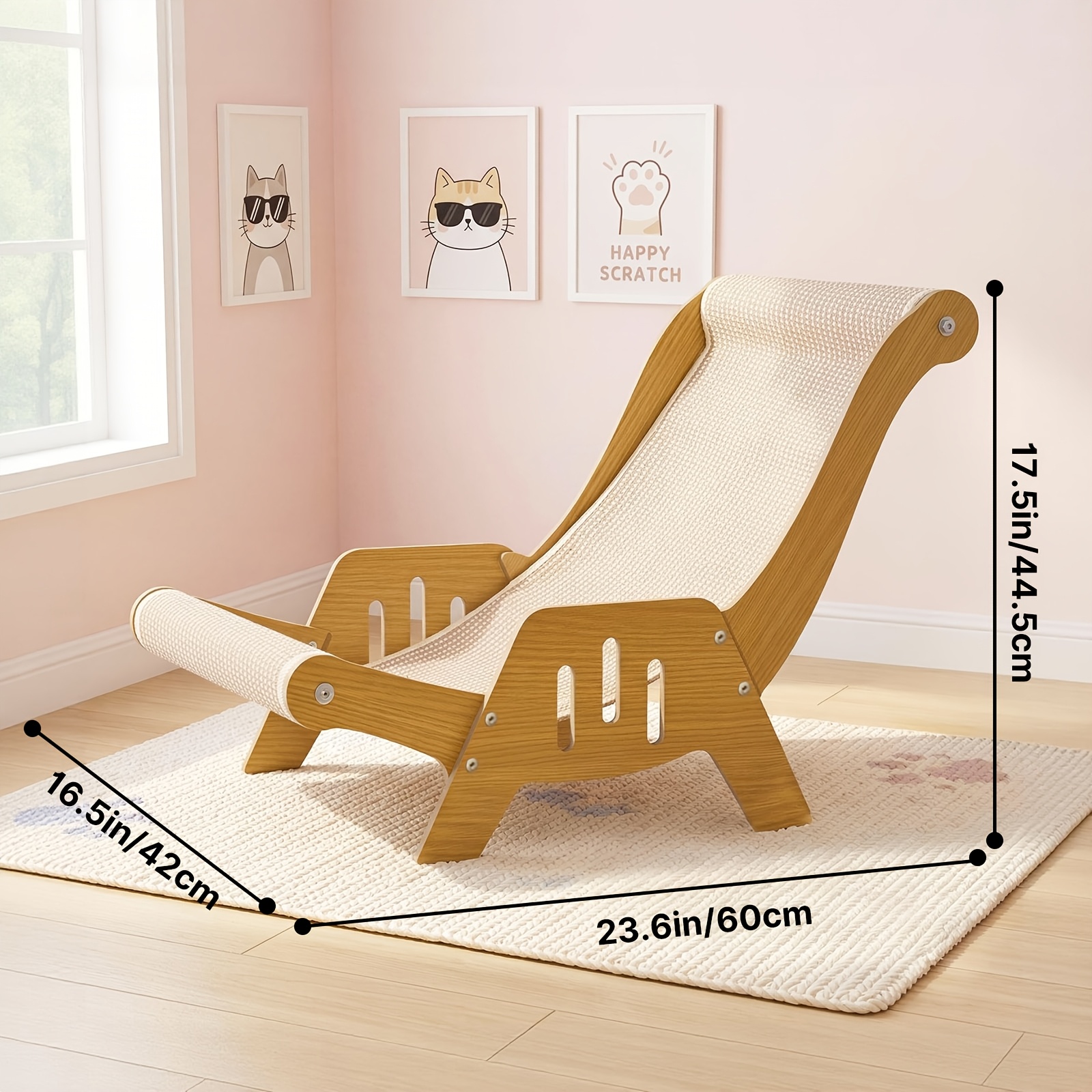 TEMU Rascador para gatos tipo sillón reclinable, tamaño extragrande, resistente y antideformación, varita de juguete , tapete de sisal duradero, área