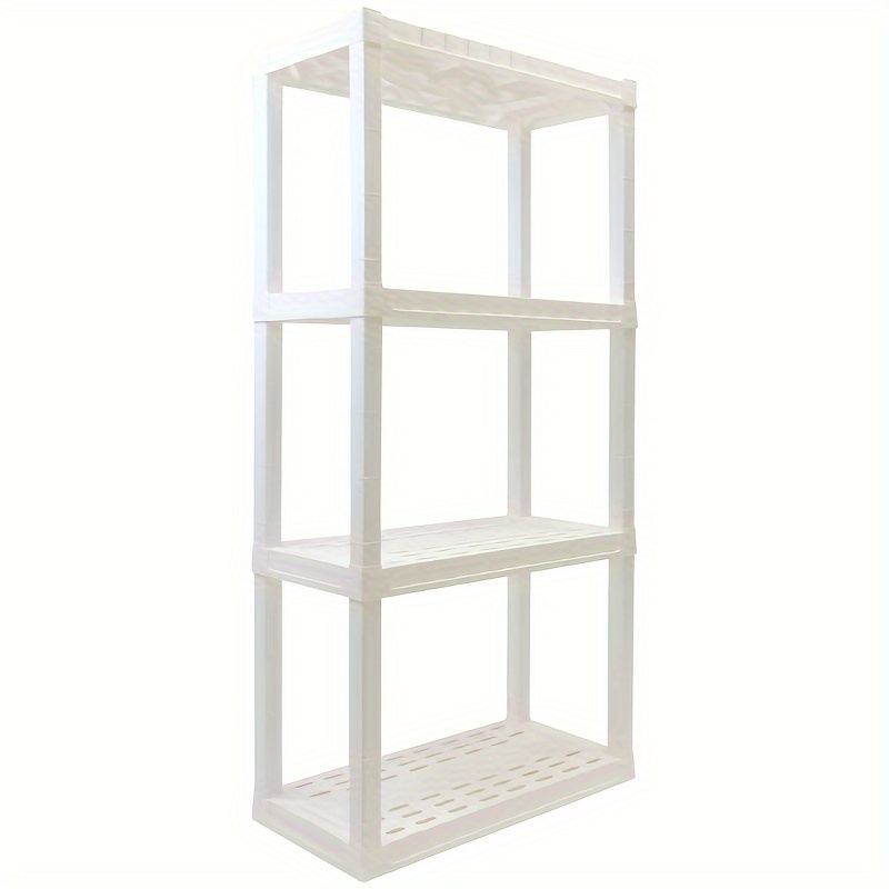 

4-tier White Plastic Shelving Unit - 57" H X 30" W X 14" D - 400lb Total Capacity