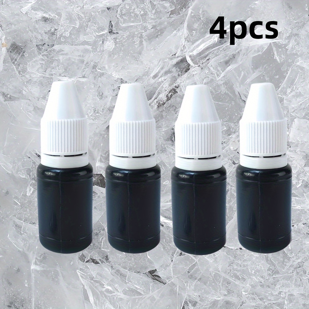 

4-piece Black Stamp Ink Bottles With White Caps, 10ml - Photosensitive Seal Material For Professional Use