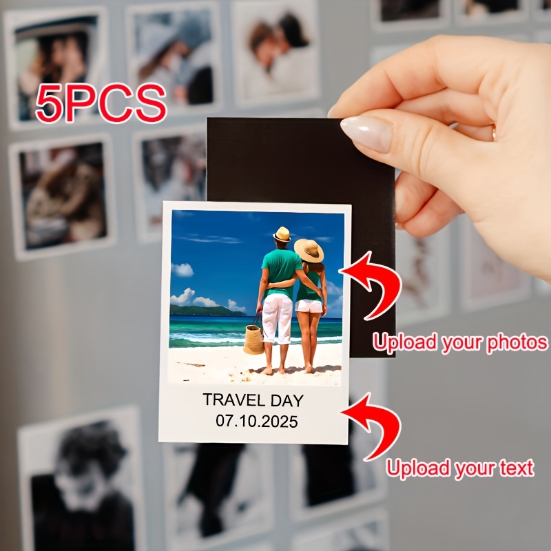 TEMU 3pcs/5pcs Custom Photo Refrigerator Magnets For Home And Kitchen Decor, Self- With Your Text And Images, For Family Portrait Commemorations,