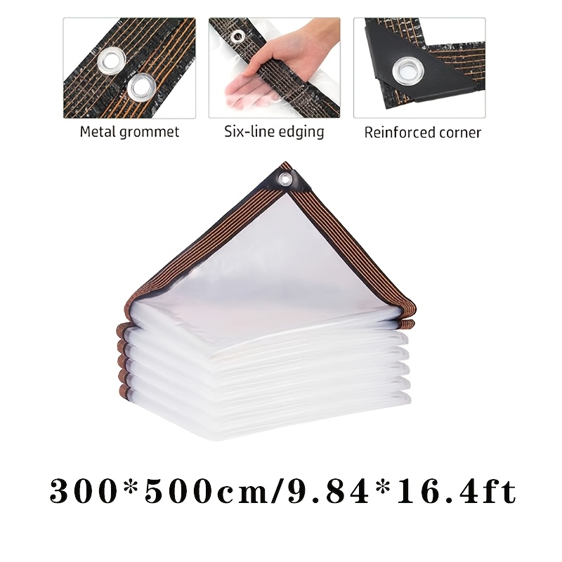 TEMU Lona de PE transparente impermeable, adecuada para protección contra e insulación en invierno, resistente con ojales , lámina gruesa de plástico