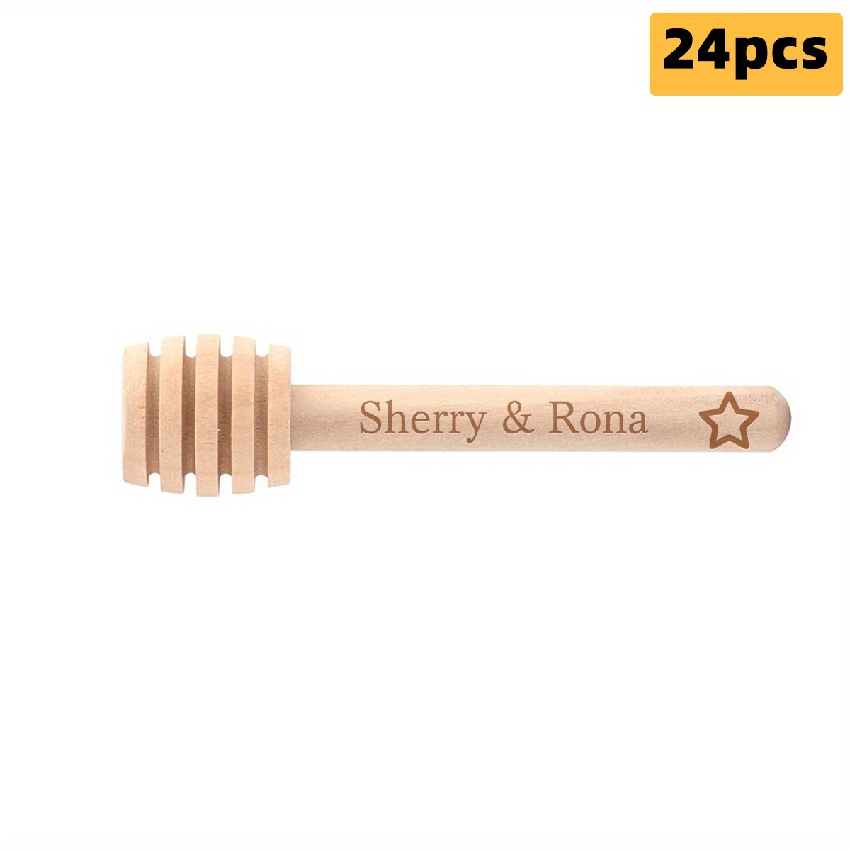 TEMU Lot de 24 mini -dents mélangeurs DOOKEBWS en bois de bouleau pour miel - Convient pour pots de miel, cadeaux de mariage, fournitures de fête,