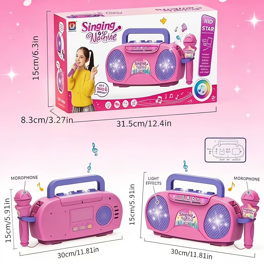 TEMU A Light-up Singing Toy For Kids Featuring A Microphone, Perfect For Birthdays And Holidays. This -one Music Machine Is Ideal For Boys And Girls