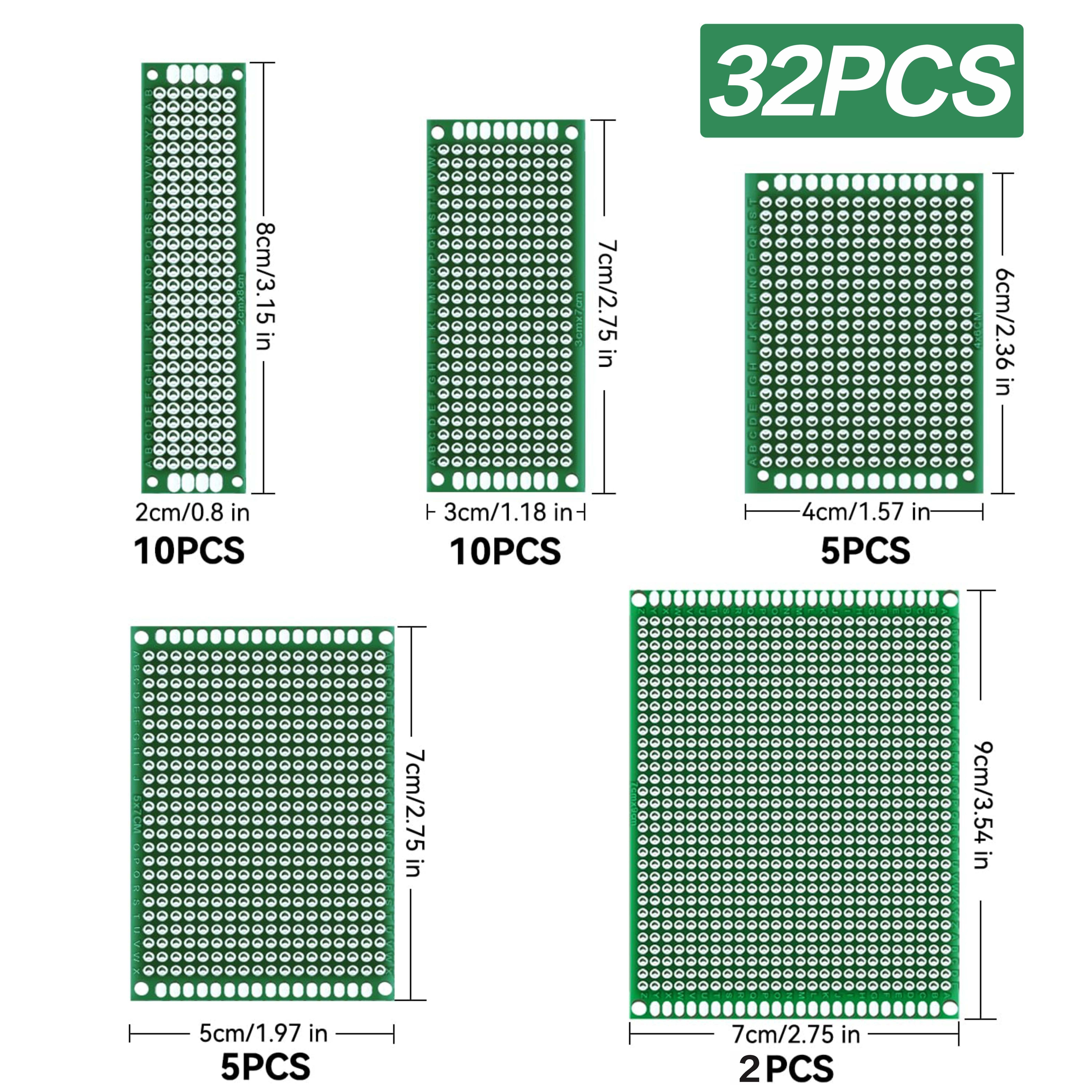 32pcs Dual-sided Pcb Prototype Boards, 6 Sizes Universal Prototype For Diy Soldering Projects
