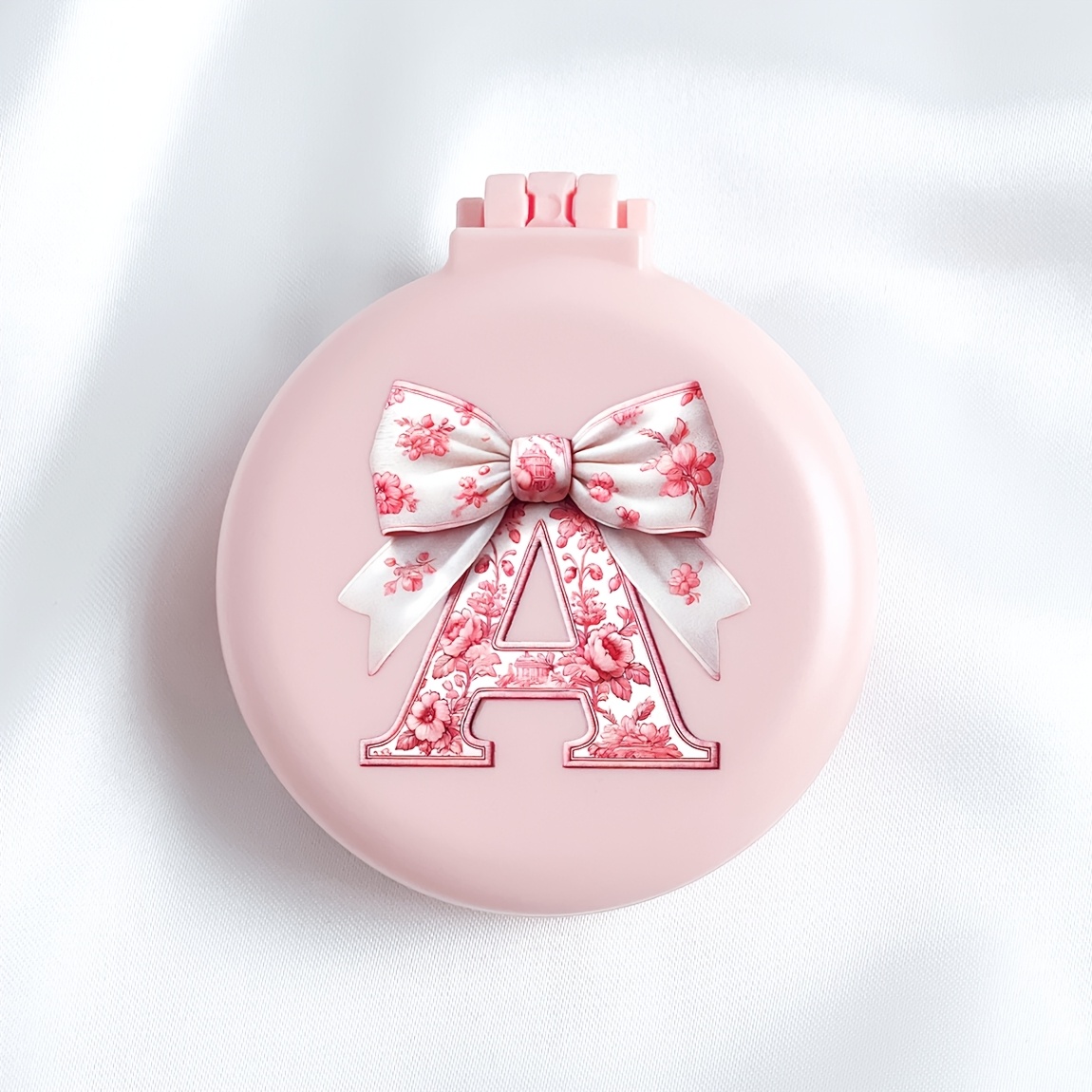 TEMU Peigne Rond Rose à Motif de Lettres avec Nœud Rose, Portable Compact -en-un, Peigne Mini Coussin pour Femmes, Peigne de Massage à Pliable. Idéal