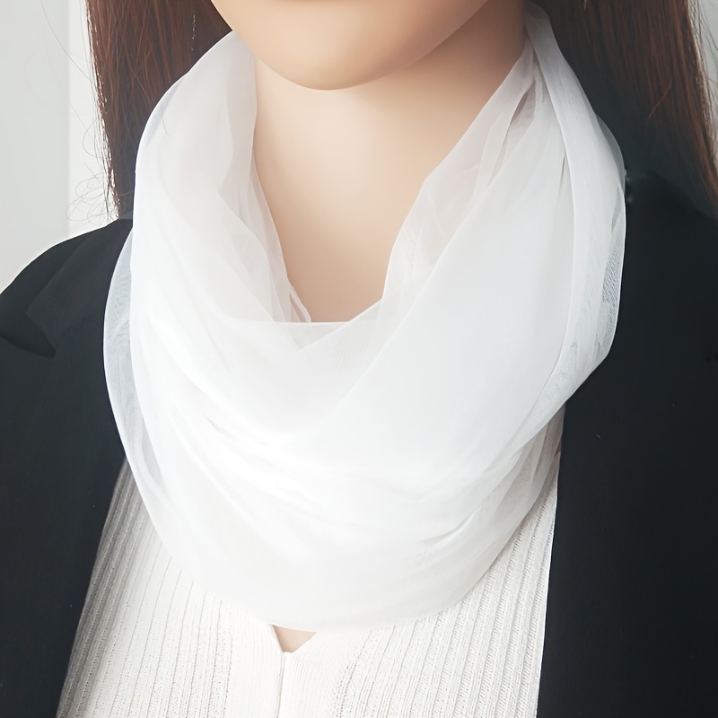 Image of Solid-color Fairy Mesh Scarf Neck Scarf Headband Women's Spring Summer Thin All-match Elegant Sheer Scarf Neck Scarf