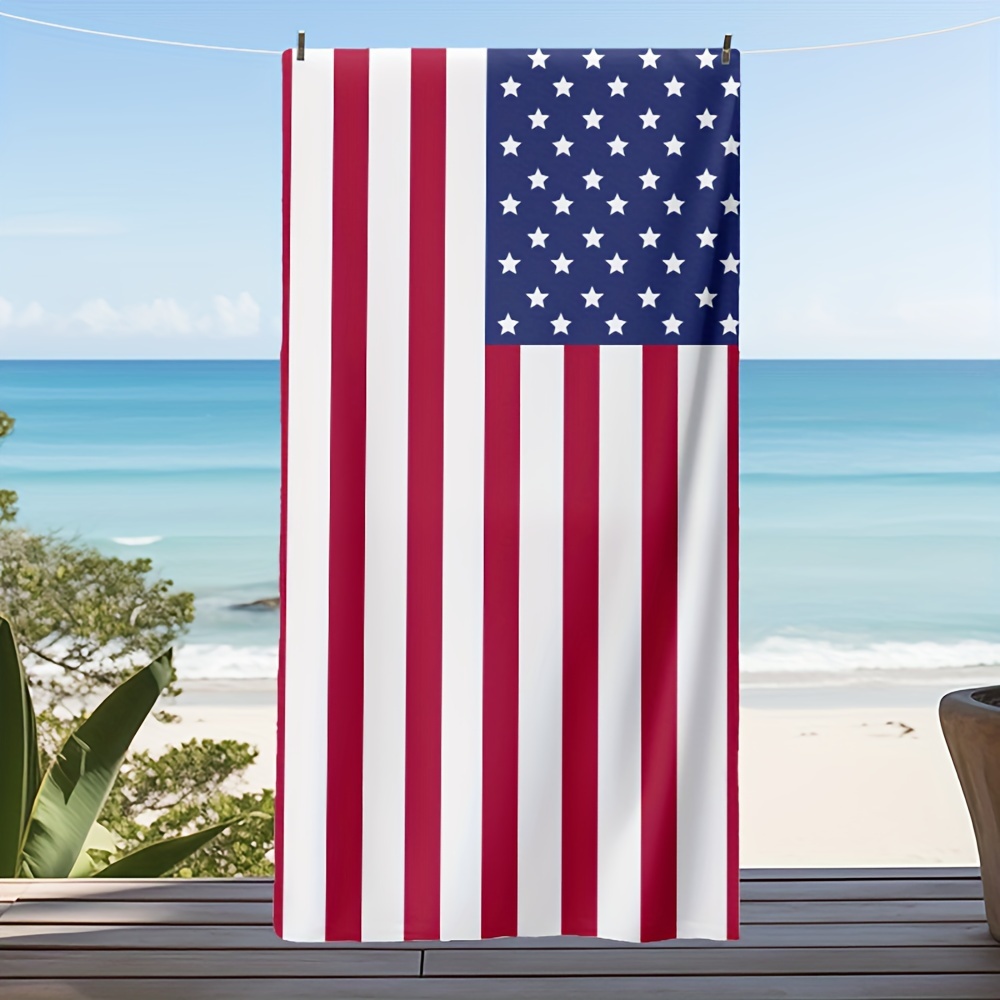 

1pc American Flag Microfiber Sand Free Beach Towel, Large Super Absorbent Lightweight Quick Dry Towel For Travel, Swimming, Bath, Yoga