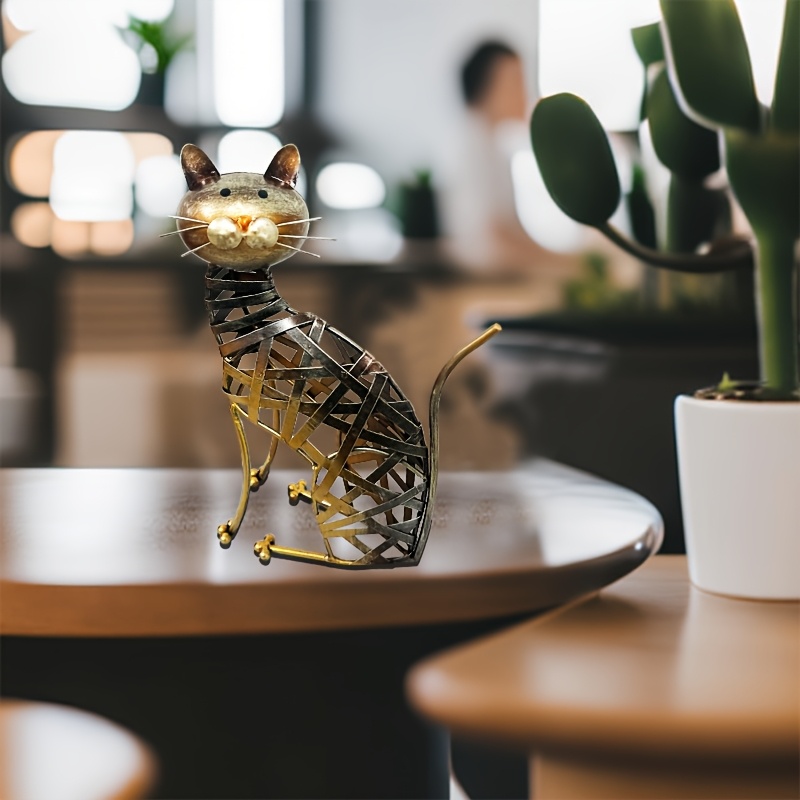 Sculpture de chat en acier inoxydable pour jardin, design personnalisé