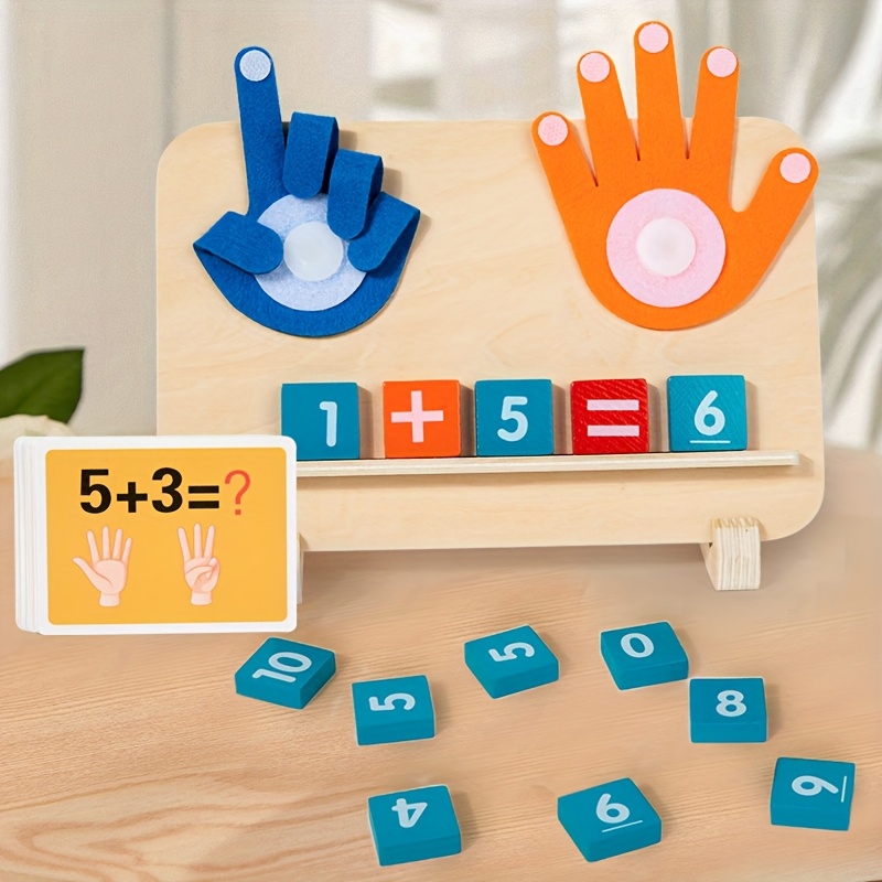 Image of Children's Fun Educational Building Block Game, Wooden Math Addition And Subtraction , Focus And Thinking Training Toy, Card Matching Practice, Cute Birthday Gift For Boys And Girls