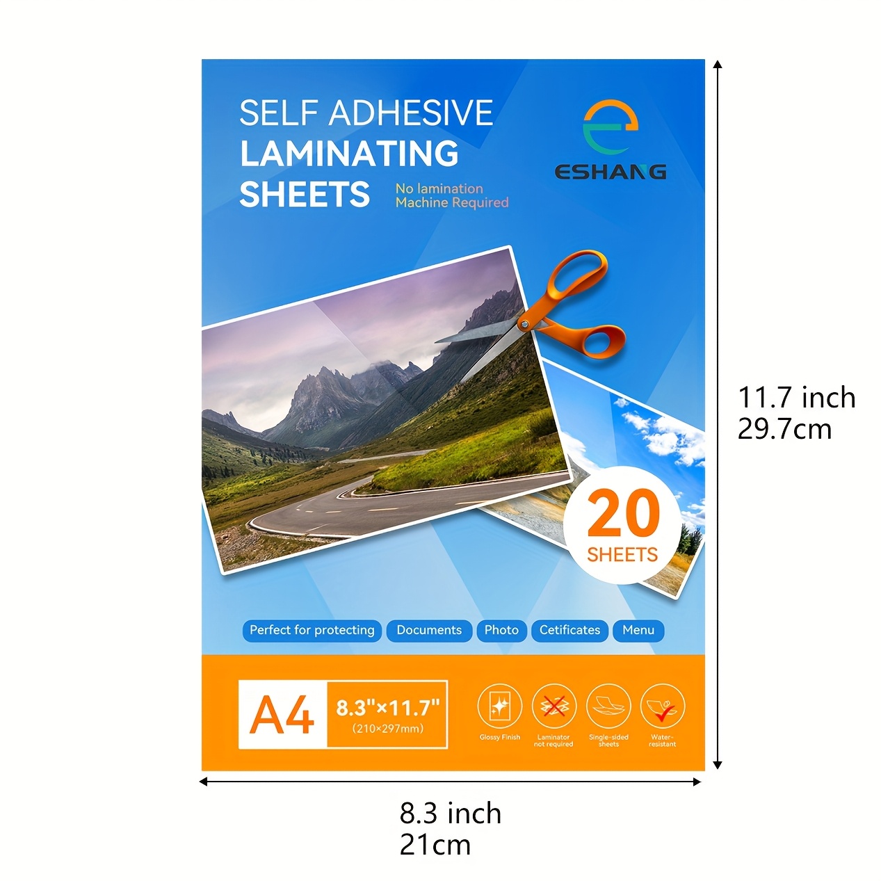 20 Sheets Self-adhesive Cold Laminating Sheets - No Heat/machine/, Self-sealing Pouches For Instant, Glossy For Id Badges, Business Cards, Photos, Certificates, A4 Size, Diy Laminator (no -
