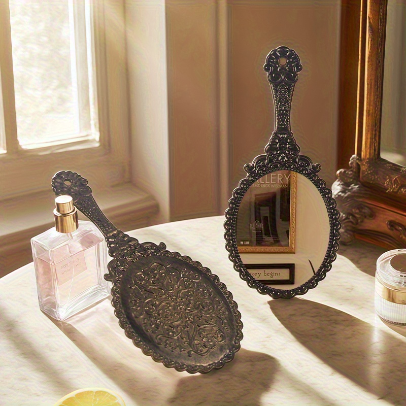 Luxury Electroplated Pattern Handheld Mirror, Solid Bronze Makeup Mirror - Gift For Mom, Bride, Mother's Day, , Christmas, New Year's Day