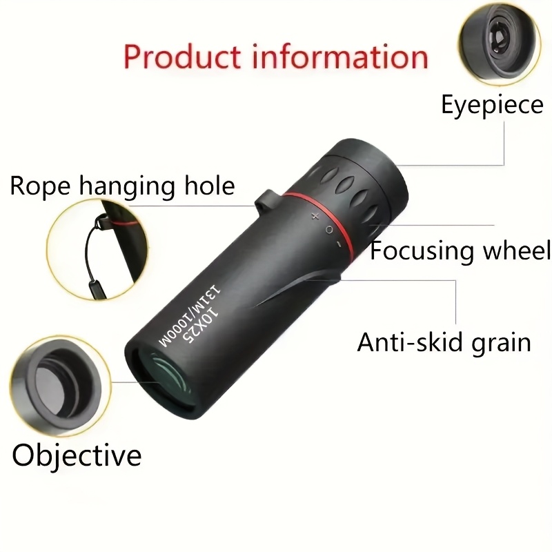 1  monocular telescope 10x25 compact lightweight manual focus monocular with   design for   hunting travel fishing father s day gift Product details 5