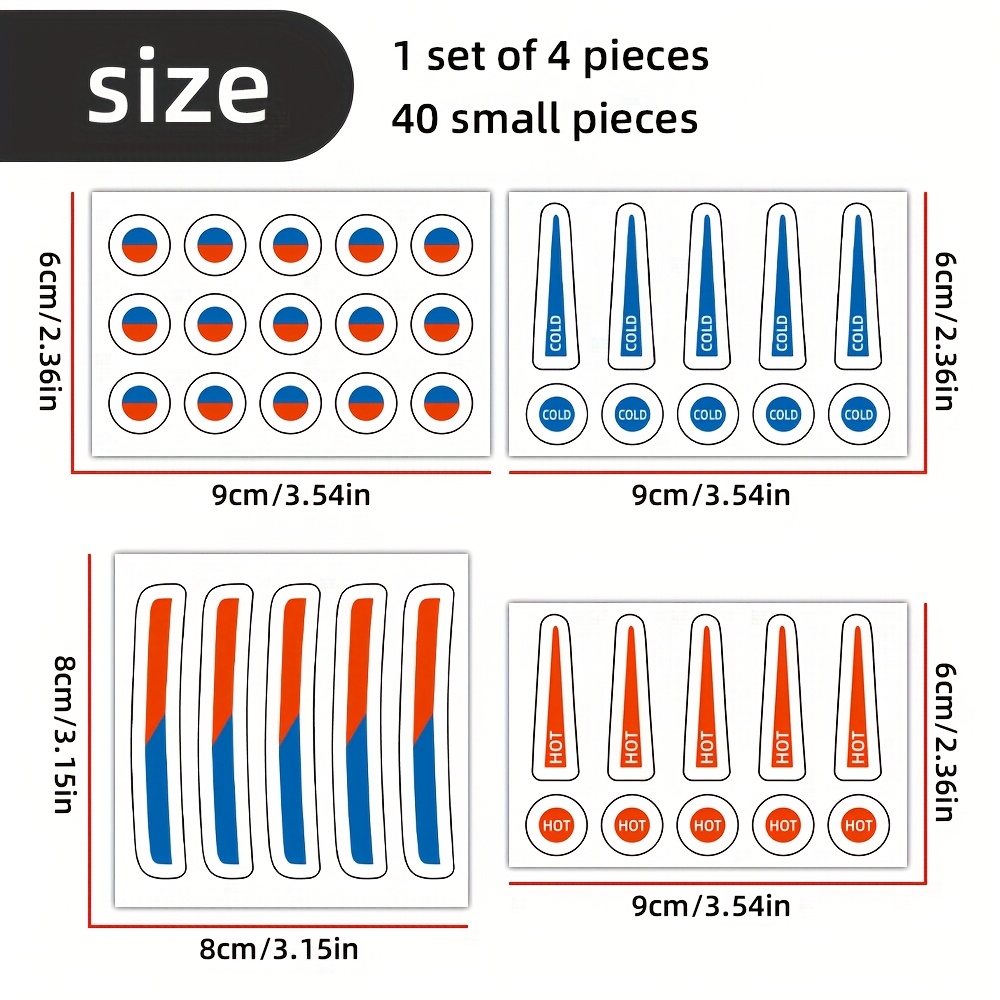 Image of A Set Of 40 Small Labels For Hot And Cold Water, Transparent Faucet And Sink Markers, Durable Adhesive Faucet Labels For Home And Office Use