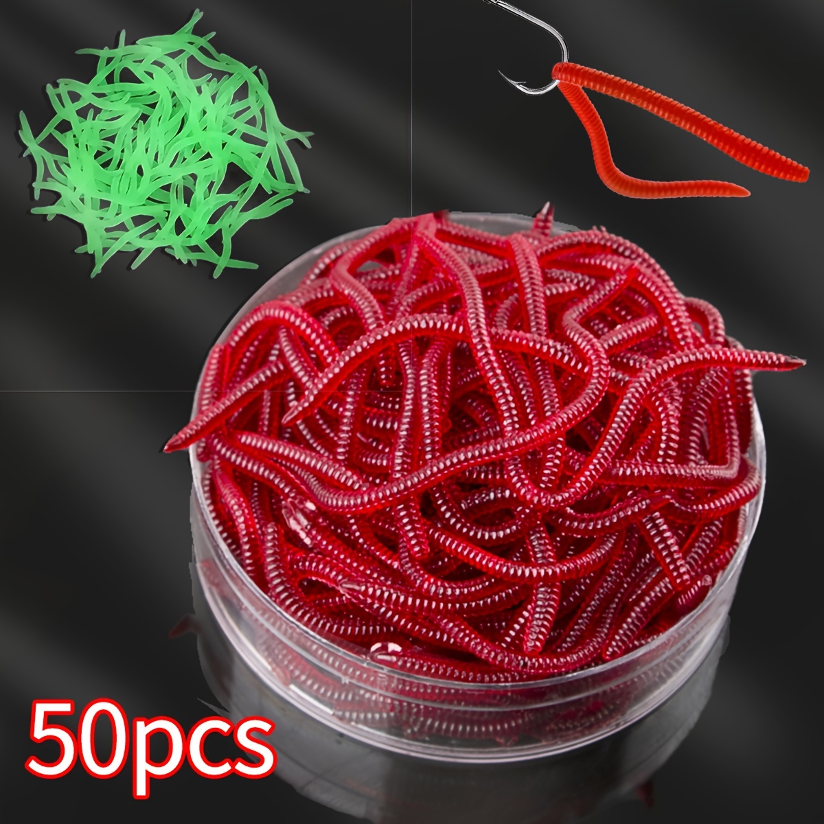 

50pcs Red Baits - 9cm, Scented Pvc Lures For Bass & Carp