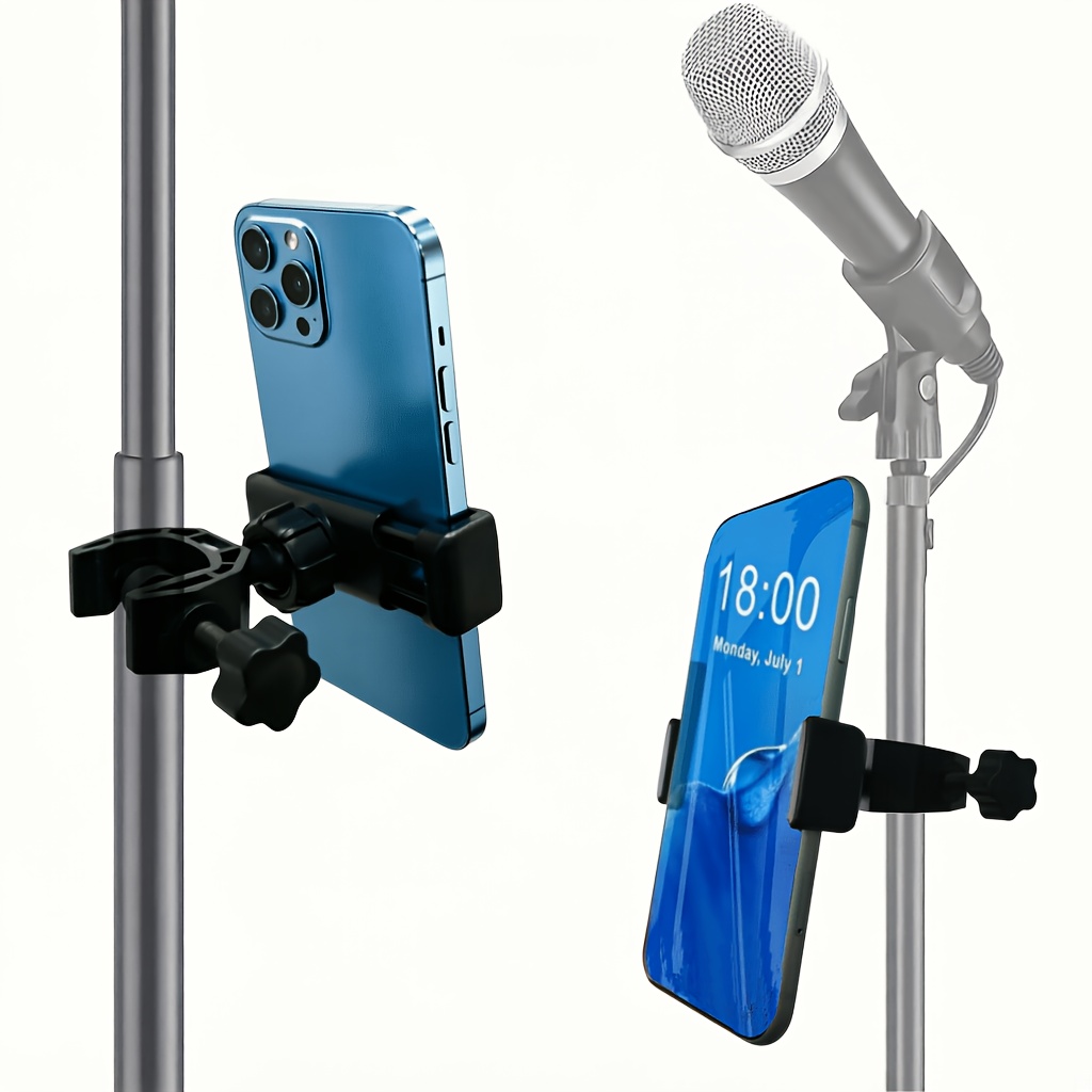 TEMU 360-degree Rotating Microphone And Smartphone Holder, Live Broadcast Stand Clip, Compatible With Bicycles, Motorcycles, Guitars, Motorcycle Gear