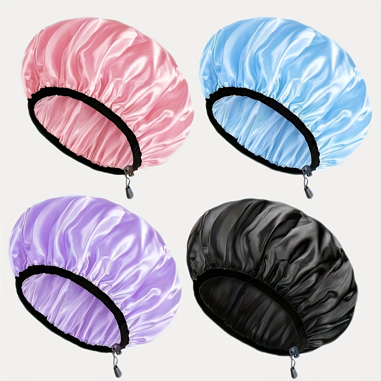 New Women's Double-Layer High Quality Extra-Large Shower Cap, Stretchable and Adjustable for Long Hair, Pull-Over Deep Conditioning Cap, Solid Color Fashionable High Quality Swim Cap, Suitable for All Seasons, Single Piece