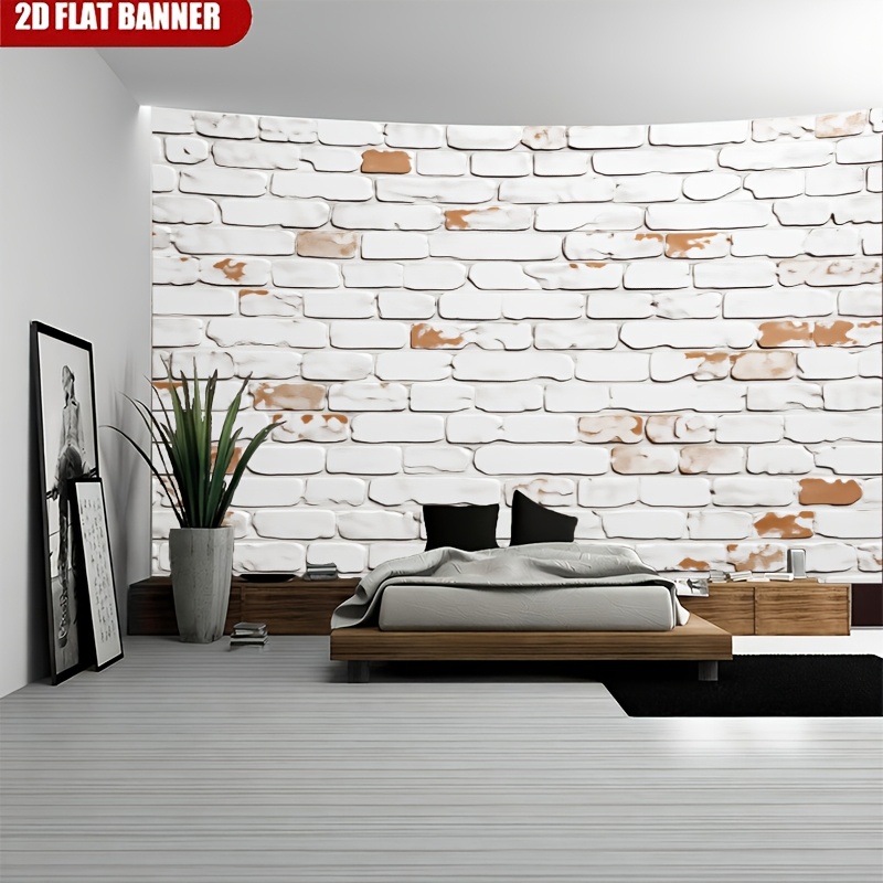 1pc White Vintage Distressed Brick Wall Panel, Photo Backdrop