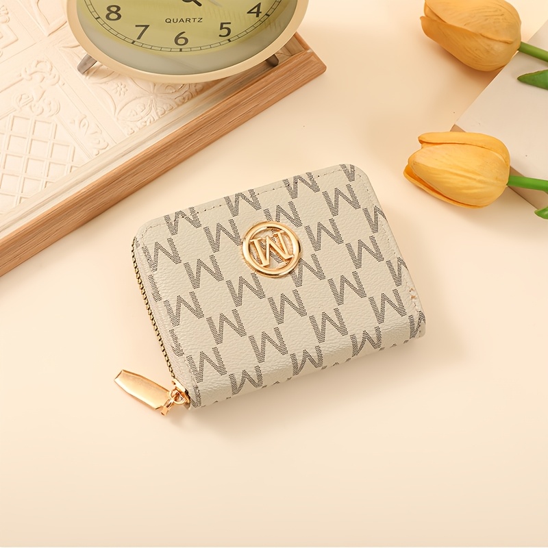 TEMU 2026 Women's Short Wallet, Cross-border Trend, New Fashionable And Simple Letter-print Portable Multi-card Slot Coin Purse