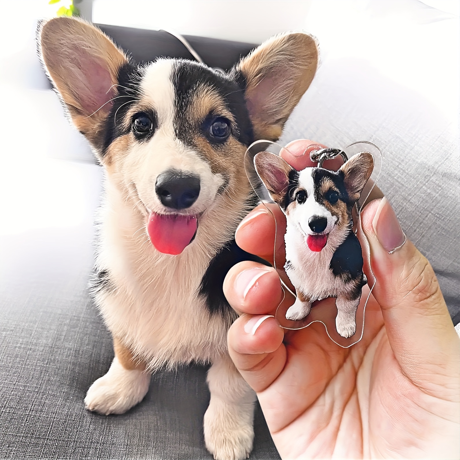 TEMU 2d Flat, 1pc Custom 2d Flat Acrylic Pet Photo Keychain, Custom Full-body Pet Photo, Personalized Pet Photo, Custom Acrylic Pet Accessory, Pet