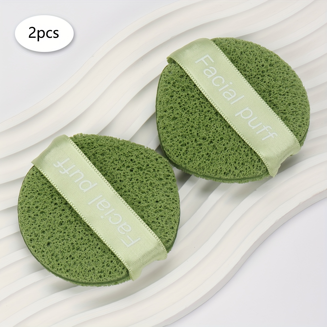 Image of Matcha Tea Exfoliating & Facial Sponges Suitable For 2/4/6/8/10pcs - Matcha Tea For Skin Smoothing, Makeup Removal, Face Scrub, Skincare Routine (for Types)