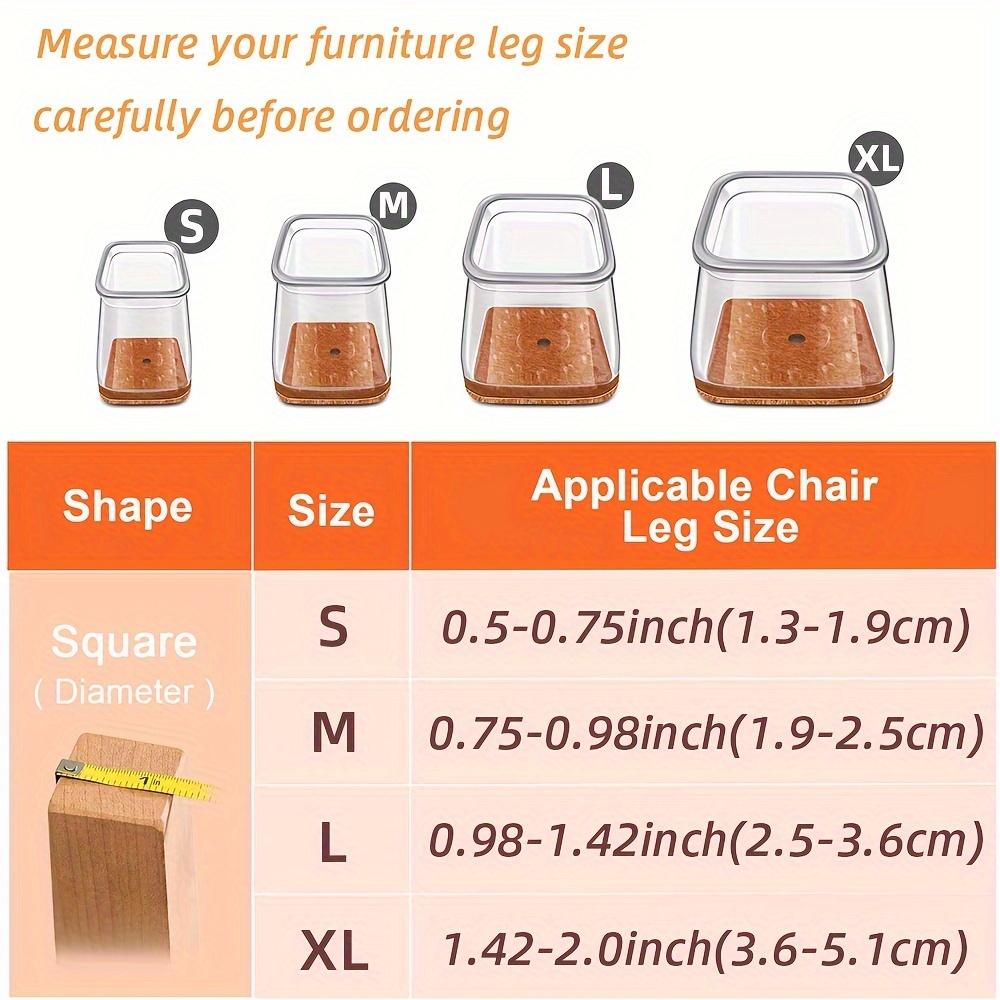 24pcs chair leg floor protectors square silicone table leg caps chair sliders for hardwood floors furniture feet covers felt pads reduce noise  