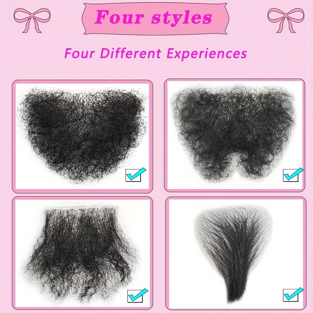 

1pc Afro Curly Kinky Mixed Fiber Body Hair, Invisible Realistic Chest & Mustache Hairpiece For Men And Women