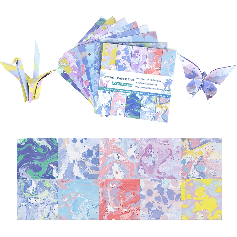 TEMU Origami Paper 50 Sheets Japanese Washi Patterns 6 " (15 Cm): Double-sided Origami Sheets With 10 Different Designs