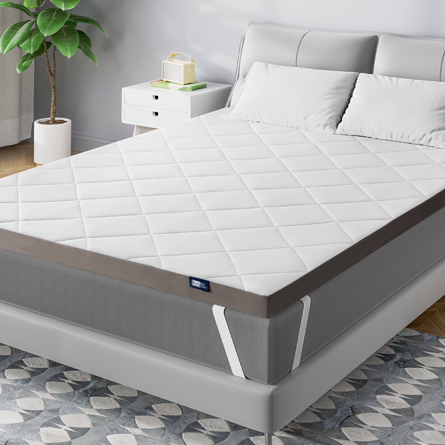 Image of Bedstory Mattress Topper, H3/h4 Gel Mattress Topper, -, Non-slip Design, Washable Cover, For Spring Mattress, Sofa, Filling, Breathable, 80x200, 90x200, 120x200, 140x200, 160x200, 180x200, 200x200