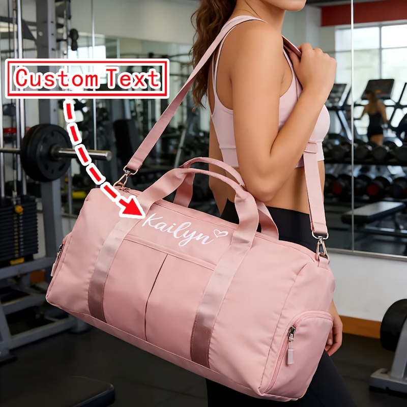 TEMU Personalized Custom Fitness Bag, Enlarged Dry Wet Separation With Shoe Compartment, Thickened Swimming Bag Beach Bag Handbag, Embroidered Name