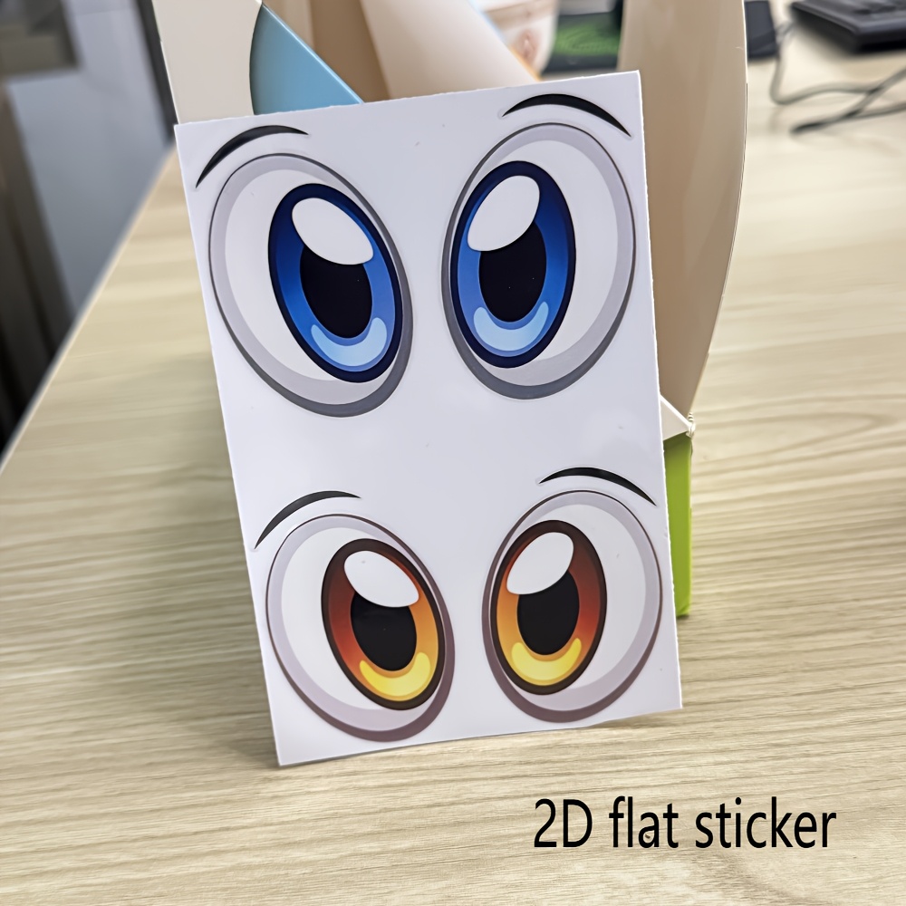 Flat 2d Cute Robot Eyes Car Sticker, Sweeping Robot, Lawn Mower, Toy Car, Computer Decorative Sticker, Car Decal, Gift For